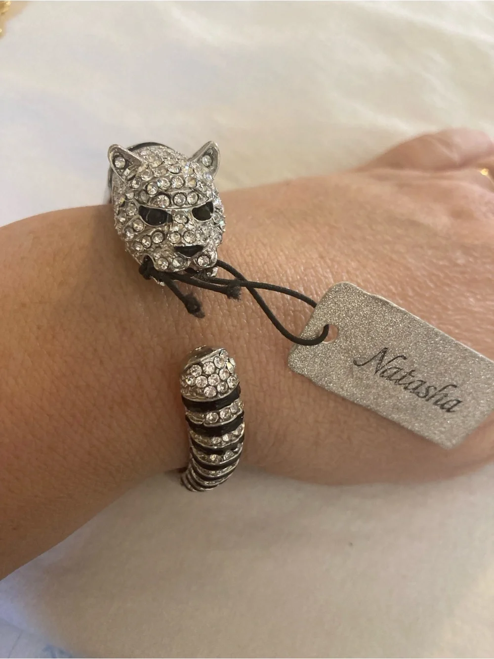 Natasha Cougar Panther Jeweled Cuff Bracelet